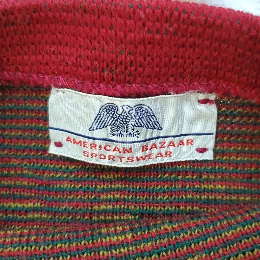 American Bazaar Red and Gold Patterned Sweater - Picture 3 of 4